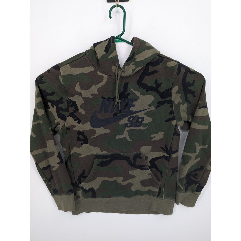 Nike SB Men's Green Camo Long Sleeve Pullover Hoodie Sweatshirt Small, EXCELLENT